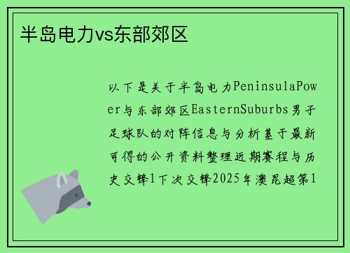 半岛电力vs东部郊区