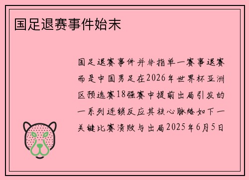 国足退赛事件始末